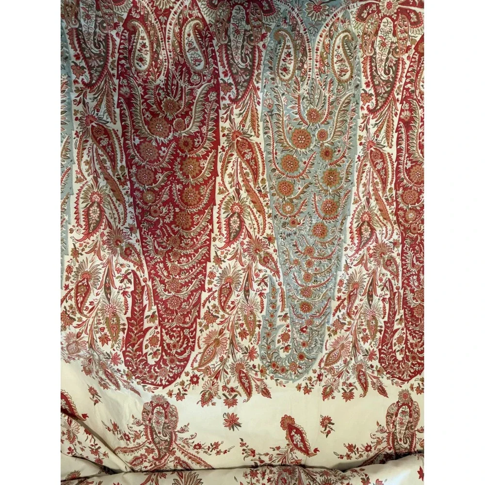 Pottery Barn‎ Organic Cotton Duvet Cover Red Paisley Full/Queen Bedroom Home